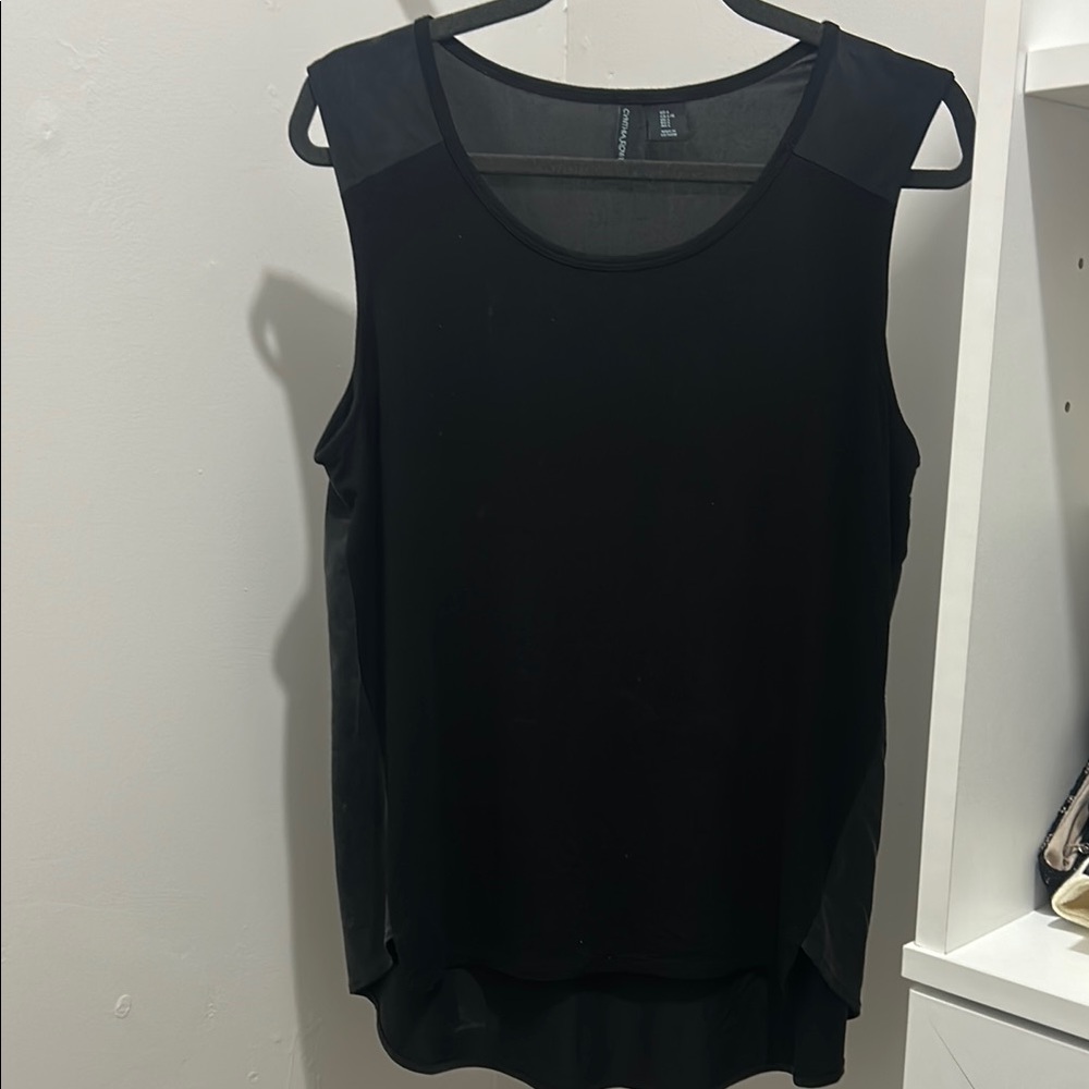 🖤 Cynthia Crowley Black Sleeveless Blouse – Size Large